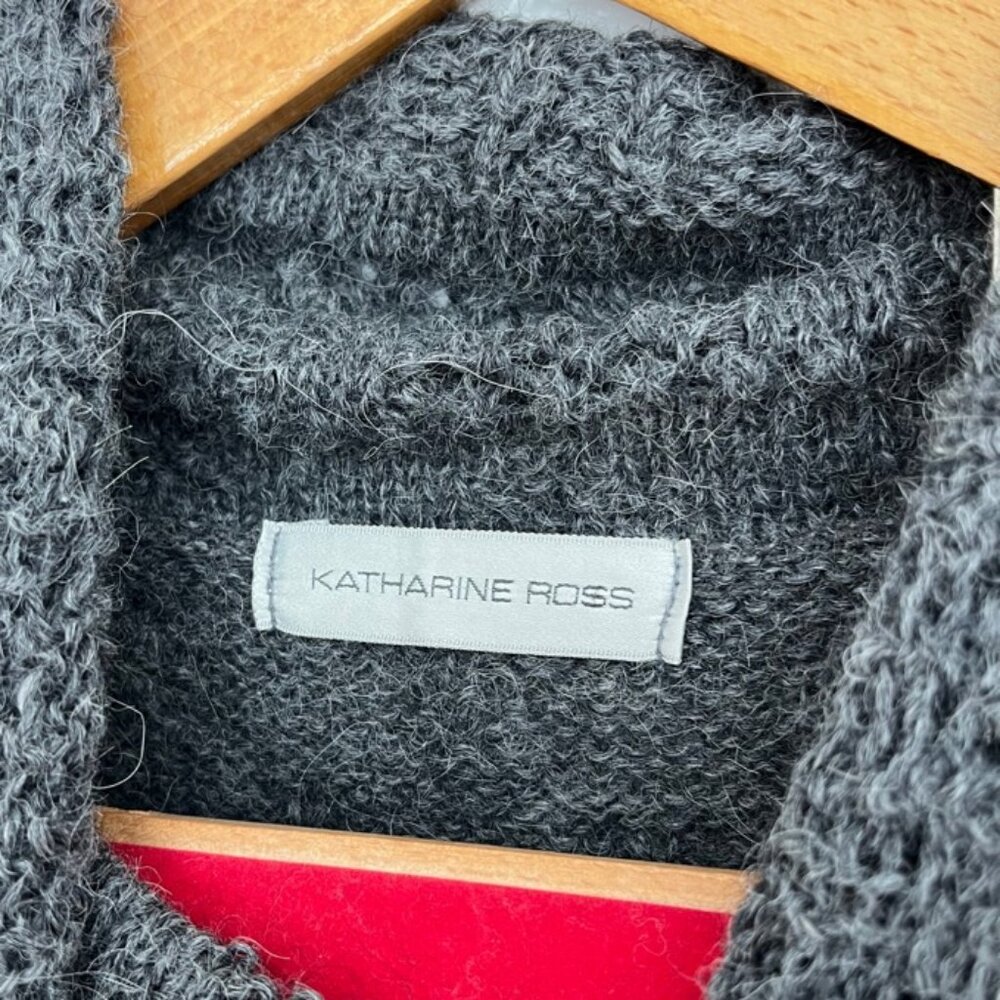 100% Alpaca Wool Heather Gray Katharine Ross Knit Sweater Size Medium